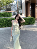 KYLETHOMASW  -  Woman Dress Sleeveless Satin V Neck Lace Patchwork Bandage Sexy Elegant Backless Mermaid Dresses Party Female Fashion
