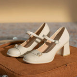 KYLETHOMASW  -  High Heeled Women's Spring/summer New Mary Jane Shoes Thick Heels High Heels Womens Leather Shoes Retro Round Toe Pumps