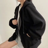 KYLETHOMASW  -  Solid Color Women's Hoodie Jacket Retro Sweatshirt Thick Warm Winter Loose Fit Long Sleeve Top Casual Coat Daily Outerwear