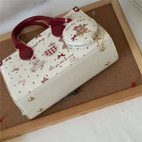 KYLETHOMASW  -  Sweet Cute Red Graffiti Handbag Women Cartoon Bear Bow Print Shoulder Bag Ladies Harajuku Polka Dot Large Capacity Crossbody Bag