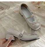 KYLETHOMASW  -  Round Toe JK Women Mary Jane Shoes Ladies Concise Outdoor Butterfly-knot Pumps Spring Autumn Women's Leather Shoes
