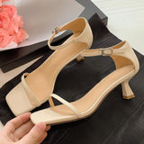 Kylethomasw   - Women's thin high heel sandals narrow band open toe ankle strap elegant ladies summer heeled dress pumps shoes for women sale