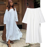 KYLETHOMASW  -  Autumn White Loose Dress Minimalist Lazy Off-shoulder Tube Dress Evening Dresses Party Dresses Vestidos