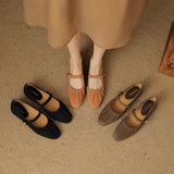 KYLETHOMASW  -  Real genuine leather women mary janes strap casal flat pumps