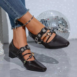 KYLETHOMASW  -  Vintage Metal Buckle Cross Strap Mary Jane Shoes Women Spring Plastic Bead Medium Heel Loafers Woman's Bohemia Pumps Shoes
