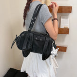 KYLETHOMASW  -  Women Small pu Leather Boston Shoulder Bag Y2K Daily Shopping Bags New Trend Female Fashion Handbags and Purses