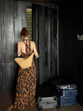 KYLETHOMASW  -  French Retro Printing Neck Dress Women Summer New Niche Goddess Gentle High End Temperament Waist Thin Long Vestido