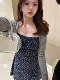 KYLETHOMASW  -  Women Gray Ribbed Cropped Cardigan V-neck Long Sleeve Sun  Knit Top