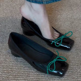 KYLETHOMASW  -  Patent Leather Fashion Mary Jane Shoes Women Pumps Shallow Women Shoes Bow Low Heel Elegant High Heels Female Zapatos De Mujer
