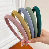 Kylethomasw Thin Plain Solid Hairband for Women Satin Cotton Hoop Headband Wide Bezel Silk Padded Hair Band Girls Hair Accessories