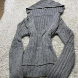 KYLETHOMASW  -  Autumn Winter Lazy Sweaters Mujer Long Sleeve Deep V-neck Hoodie Top for Women Fashion Simple Slim Waist Knitted Pullover