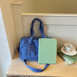 KYLETHOMASW  -  Women Canvas Washed Boston Tote Bag Solid Color Daily Commute Shoulder Crossbody Bags New Trend Fashion Handbags and Purses