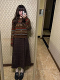 KYLETHOMASW  -  Vintage Knitted Cardigan Women 2025 Autumn Winter New O Neck Single Breasted Outwear Cropped Sweater Fashion Ladies