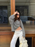 KYLETHOMASW  -  Vintage Striped Long Sleeve T Shirt Women O Neck Casual Autumn Tees Loose Tops