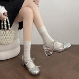KYLETHOMASW  -  New Spring Vintage Thick Heel Women Mary Jane Shoes Fashion Butterfly-knot Height Increase Shoes Ladies Elegant Dress Pumps