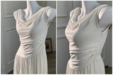KYLETHOMASW  -  Casual White Solid Long Dresses Fairycore Slash Neck Inclined Shoulder Vestidos Summer Lace-up Ruched Trumpet Womens Dress