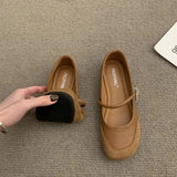 Kylethomasw Designer New Leather Shallow Soft Sole Casual Women's Mary Jane Shoes Summer Fashion French Metal Buckle Flat Ladies Shoes