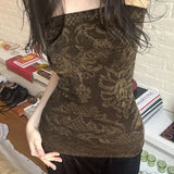 KYLETHOMASW  -  American street retro printed one neck chest revealing short and large style strapless hot girl sexy versatile interior top