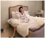 KYLETHOMASW  -  New Women's Lolita Dress White Lace Square Neck Princess Sleepshirts Vintage Ladies Nightgowns Nightdress Cute Lounge Sleepwear