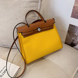 Kylethomasw Fashion Small Square Bag New Canvas Women's Briefcase Women Leather Handbag One Shoulder Messenger