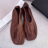 KYLETHOMASW  -  Pleated Retro Casual Flat Shoes Women Loafers Soft Sole Comfort Office Women Shoes Light Soft Leather Brand Ballet Flats Women