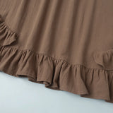 KYLETHOMASW  -  Summer New Suspender Deep V Strap Ruffle Edge High Waist Solid Color Dress