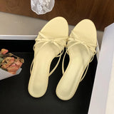 KYLETHOMASW  -  New 2025 Fashion Butterfly-Knot Ladies Low Heel Slippers Shoes Round Toe Women Heeled Slippers Shoes Female Slides Sandals Pumps