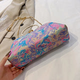 Kylethomasw Satin Evening Clutch Bag For Women Diamond Wedding Handbags For Women Elegant Layd Shoulder Crossbody Bag Printing Purse