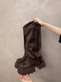 KYLETHOMASW  -  Autumn Women's Knee High Boots Western Round Toe Long Boots Women Western Shoes Chunky Heel Platform Women