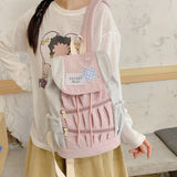 KYLETHOMASW  -  Star Plaid Bag Ruched Zipper Mochila College Style Mochilas Mujer Fashion Backpacks Student Casual Backpack Bolsas Feminina