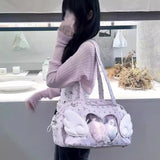 KYLETHOMASW  -  Women Ita Bags Heart Transparent Kawaii Preppy Shoulder Underarm Bag Y2k Aesthetic Star Printing Sweet Wings Purse and Handbags