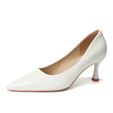 KYLETHOMASW  -  Red Shiny Leather Pumps Women 6CM Kitten High Heels Shoes Sexy Pointed Toe Escaprins Mujer OL Office Tacones Bride Wedding Shoes