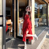 KYLETHOMASW  -  Japanese Fashion 2 Piece Set Woman Casual Long Sleeve Cardigan + Elegnat Irregular Midi Dress Beach Floral Dress Boho New