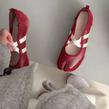KYLETHOMASW  -  Split-Toe Casual Ballet Flats Shoes Women Pu Leather Cross Band Mary Janes Shoes Spring Autumn Streetwear Elegant Loafers New