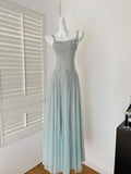 KYLETHOMASW  -  Women Elegant Fairy Mesh Evening Dresses Fashion Spaghetti Strap A-Line Party Dress Elegant Korean Slim Flared Holiday Vestidos