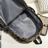 KYLETHOMASW  -  Women's Leopard Print Canvas Backpack Drawstring Decor Adjustable Strap Casual Daily School Travel Bag New Trend Back Pack