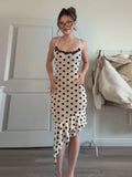 KYLETHOMASW  -  Y2k Polka Dot Mermaid Slip Dresses Sexy Sleeveless Backless Lace Party Maxi Dress Asymmetrical Ruffle Hem Bodycon Gowns