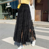 KYLETHOMASW  -  Bohemian High Waist Hollow Out Female Maxi Skirts Spring Summer Vintage Women's Lace Crochet Umbrella Long Skirts