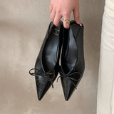 KYLETHOMASW  -  Fashion Butterfly-Knot Comfort Women Flats Shoes Casual Non-Slip Female Soft Pointed Toe Dress Ladies Flat Slip On Shoes
