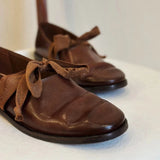 KYLETHOMASW  -  Retro Brown Lace-up Loafers for Women British Style Pleated Designer Flats Shoes Comfortable Lightweight Outdoor Walking Shoes