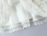 KYLETHOMASW  -  French Style Floral Print Mini Summer Dress Women Flying Sleeves V Neck Lace Spliced A-line Dresses Party Robe Vestidos