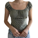 KYLETHOMASW  -  Sweet and fresh printed back strap with U-neck short top for girls, sexy and slim fit, backless versatile short sleeved shirt