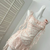 KYLETHOMASW  -  Summer Women Mini Dress Chiffon Fairy Frock One-Piece Coquette Shoujo Girl Evening Party 2000s Aesthetic Korean Sundress Cute