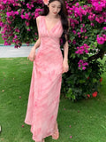 KYLETHOMASW  -  Women's Print Long Dresses Elegant V-neck Sleeveless Bodycon Evening Party Dress New Fashion Slim Waist Vestidos Mujer New Robe