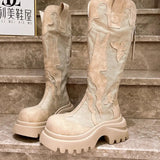 KYLETHOMASW  -  Original Designer Brand Embroidered Thick-soled Knee-length Boots for Women Hot Selling