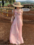KYLETHOMASW  -  Summer French Vintage Spaghetti Strap Mini Dress Women Flower Frocks Party Evening Sexy One-Piece Y2k