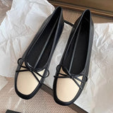 KYLETHOMASW  -  Retro Square Toe Bow Brand Low Heel Pumps Women Fashion Mixed Colors Flats Comfortable Shallow Moccasin Loafers Zapatos De Mujer