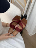 KYLETHOMASW  -  Low Shoes Rome PU Fabric Hoof Heels Silk Low Shoes Hoof Heels Silk Rome Fabric