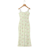 KYLETHOMASW  -  French Style Floral Print Sling Dress Women Sexy Slit Holiday Summer Dresses Elegant Lady Prairie Chic Party Robe Midi Vestidos