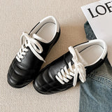 KYLETHOMASW  -  Autumn Casual Sports Ballet Flats Women Fashion Round Toe Lace Up Women's Loafers Comfortable Soft Sole Walking Running Shoes